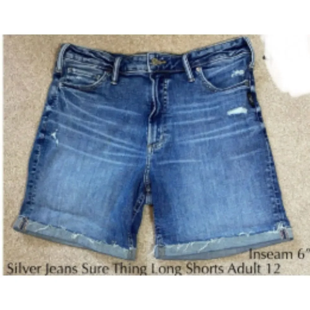 Silver Jeans Sure Thing Long Shorts Woman 25 High Rise Distressed Denim Cuffed